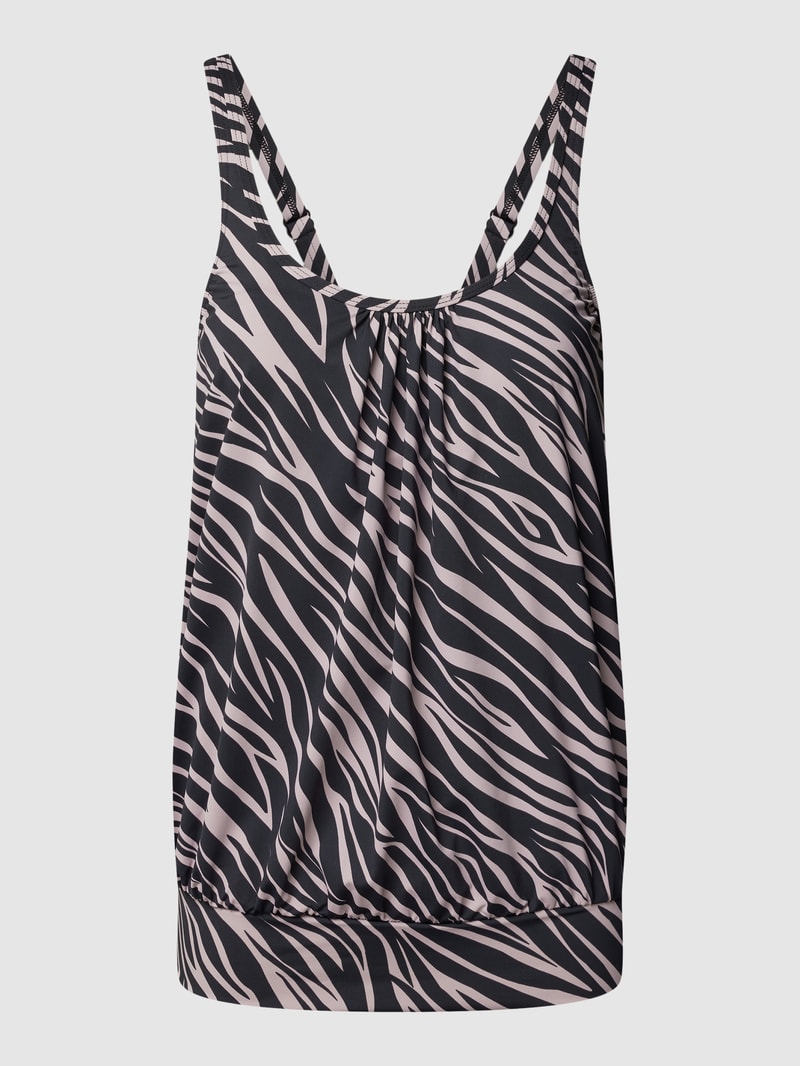 Tankini-Oberteil mit Animal-Print in schwarz