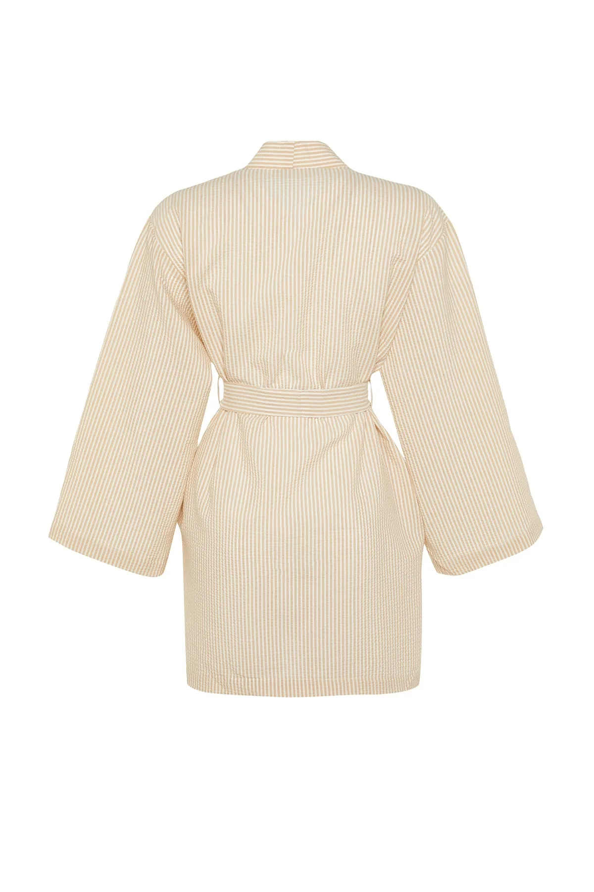 Trendyol Modest  Gestreifter Kimono und Kaftan aus gewebtem Seersucker mit Steingürtel und Gürtel TCTSS23KK00001