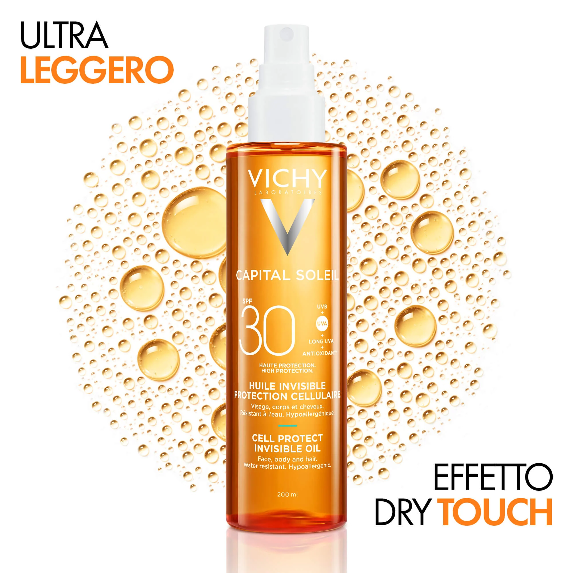 Capital Soleil Cell Protect Invisible Oil SPF30 - Olej na opaľovanie s vysokou ochranou tela, Olej na opaľovanie s vysokou ochranou tváre.