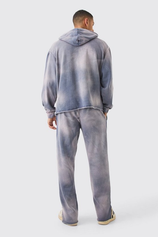 Oversize Trainingsanzug mit Man-Stickerei und Kapuze