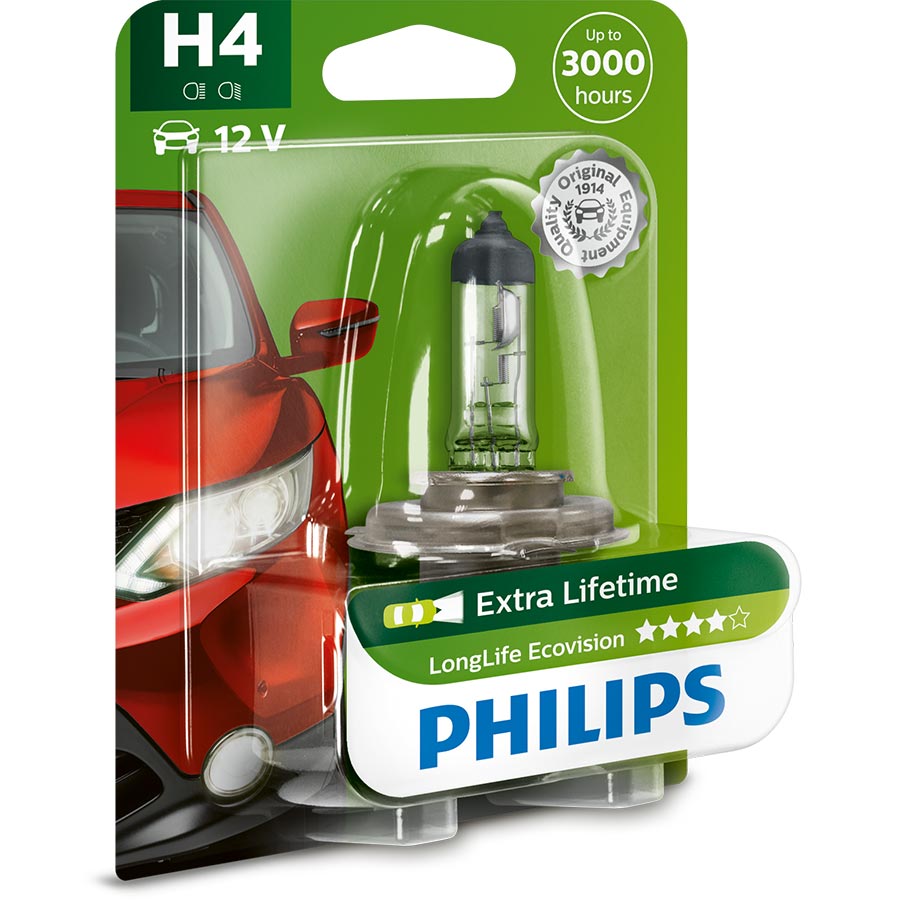 Philips LongLife EcoVision H4 Glühlampe, 1 Stück - ATU