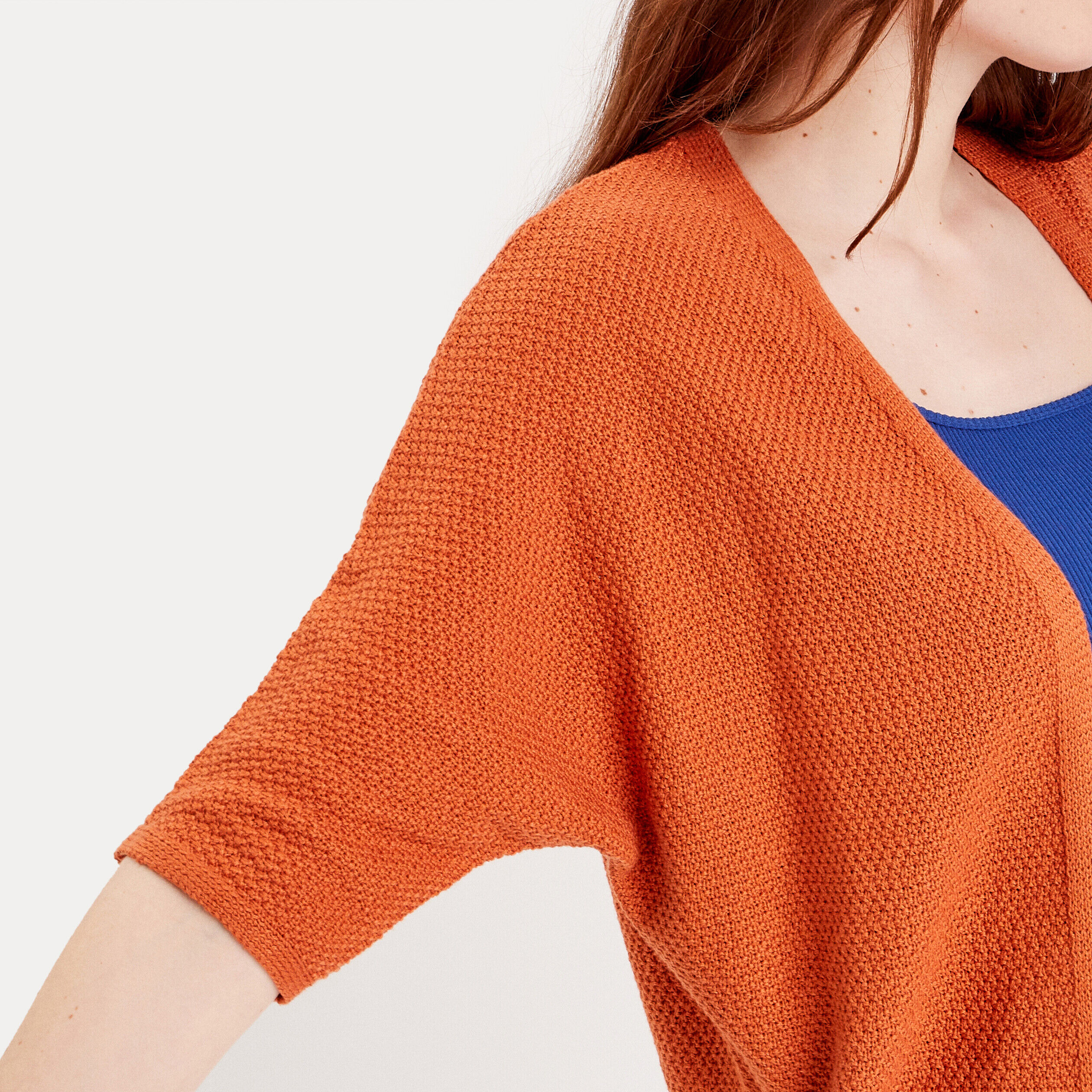 Gilet manches 3/4 orange femme | Cache Cache
