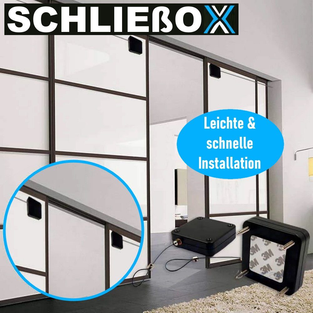 MAVURA Türschließer SCHLIEßOX Automatischer Türschließer Mini Türzieher Selbstzug, ohne Bohren innen außen schwarz