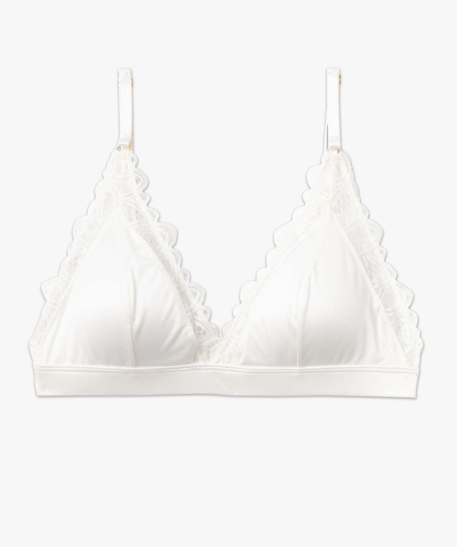 Soutien-gorge triangle en satin et dentelle avec mousses amo... ecru | GEMO
