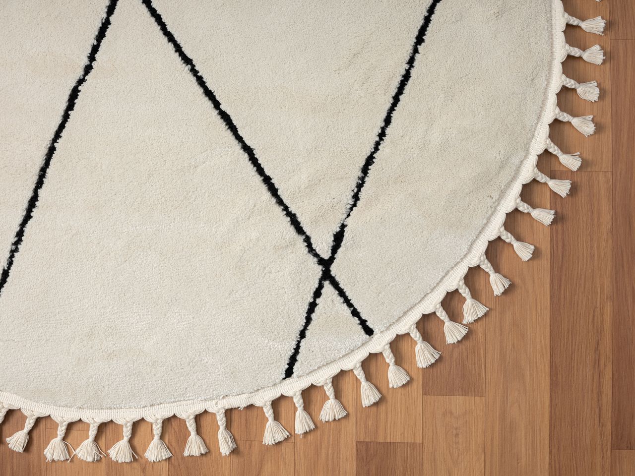 MyFlair Teppich Moroccan Calm, 140 cm x 140 cm, Farbe weiß, rund, Florhöhe 19mm
