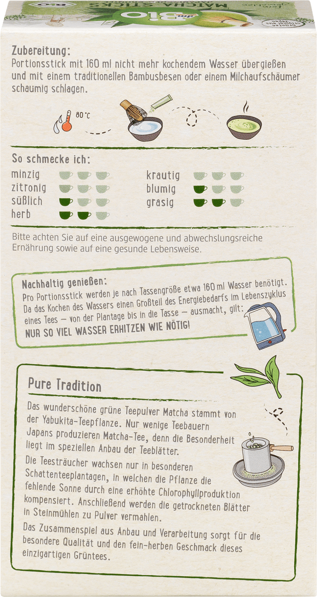 Grüner Tee Matcha Sticks (10 Stück), 20 g