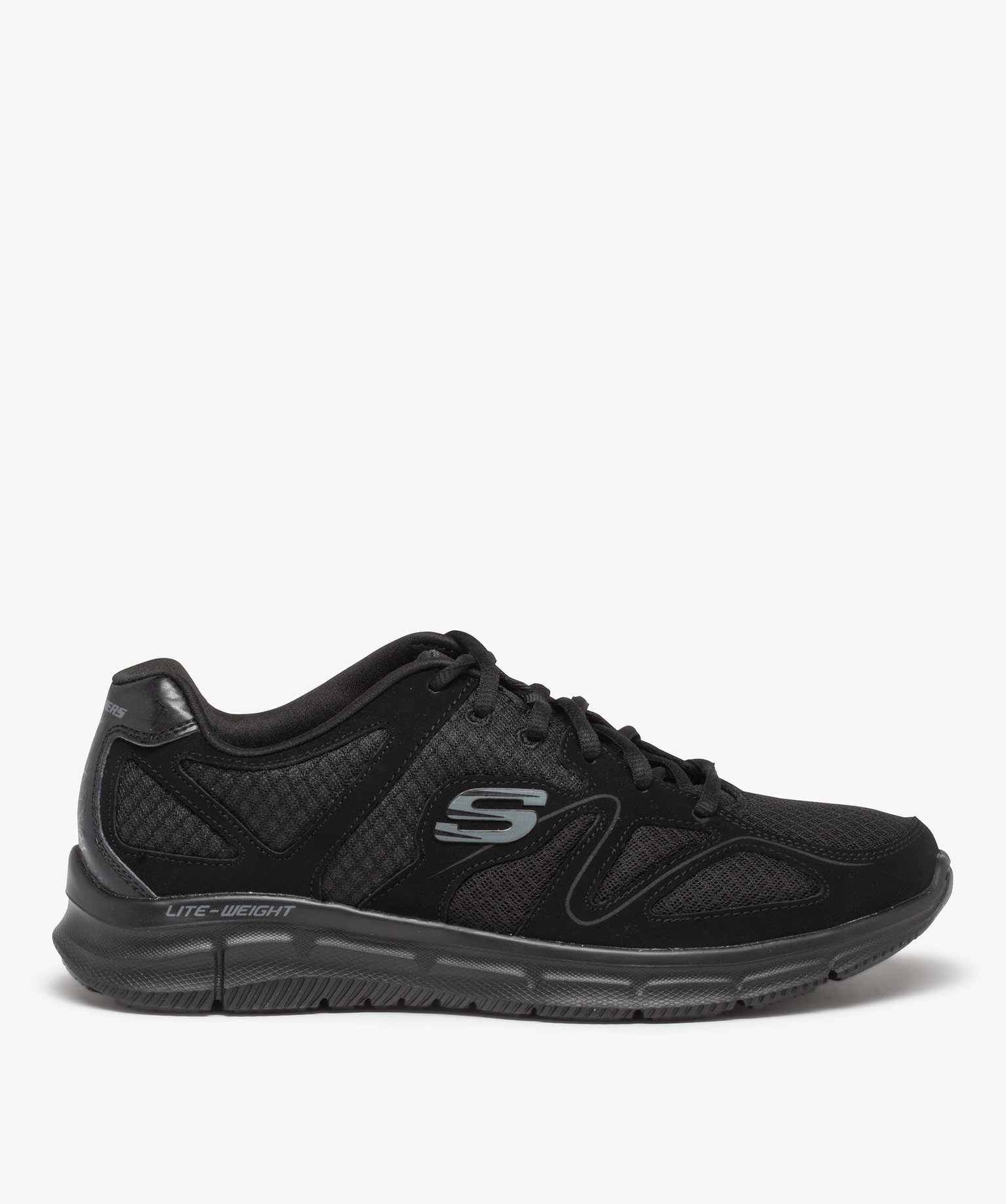 Baskets homme running unies dessus mesh – Skechers noir | GEMO