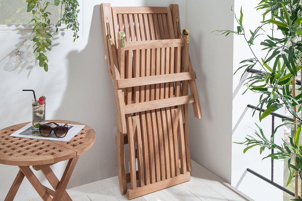 riess-ambiente Gartenliege EMPIRE TEAK 170cm braun, Einzelartikel, 1 St., Outdoor · Massivholz · klappbar · Sonnenliege · Deckchair · Balkon