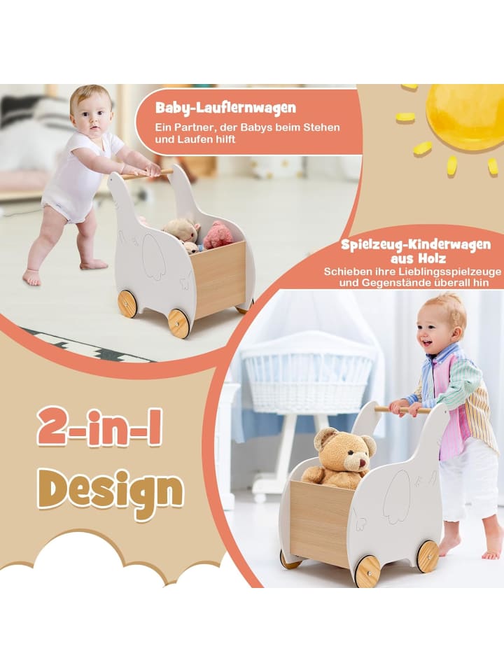 COSTWAY 2 in 1 Lauflernwagen in Weiß günstig kaufen 56 cm