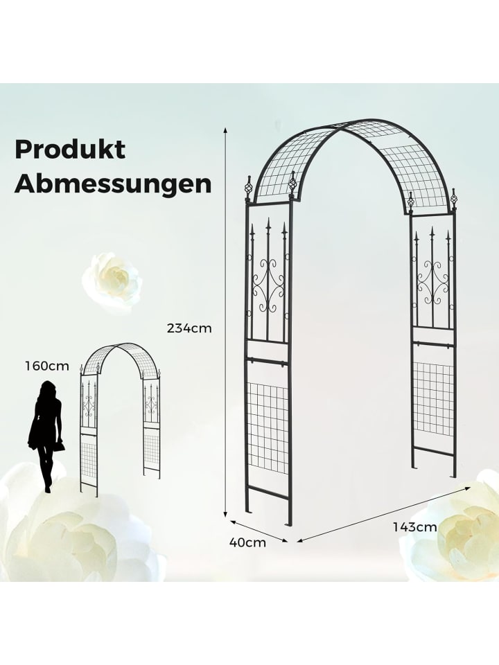 COSTWAY Rosenbogen Metall 143x40x234cm in Schwarz günstig kaufen onesize