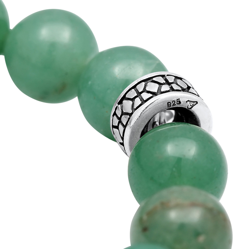 KUZZOI KUZZOI Bracelet Hommes Beads Vintage avec Aventurine en argent sterling 925 Bracelet