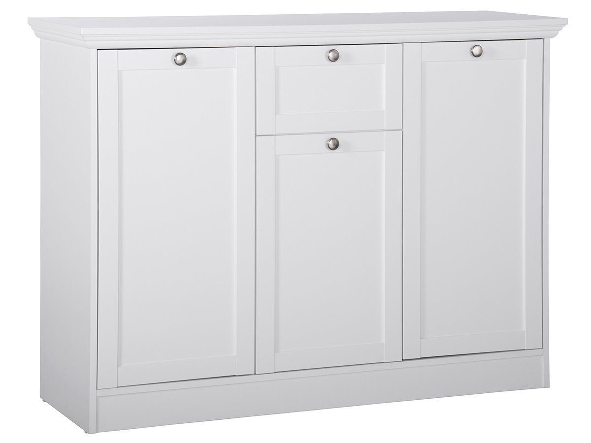 möbelando Sideboard Landsted, Schlichtes Sideboard mit 3 Rahmentüren, 1 Rahmenschubkasten und 2 Einlegeböden. Breite 120 cm, Höhe 90 cm, Tiefe 40 cm