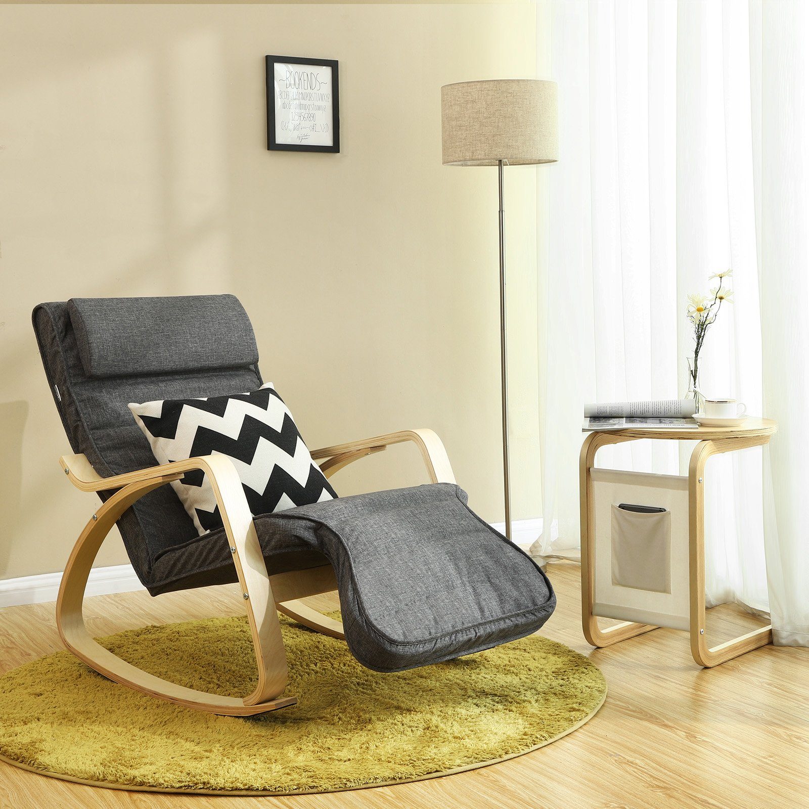 SONGMICS Relaxsessel Schaukelstuhl, 5-Fach Verstellbarer Schwingsessel