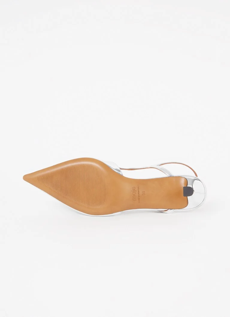 Majee-nahkainen slingback-laukku metallinhohtoisella viimeistelyllä
