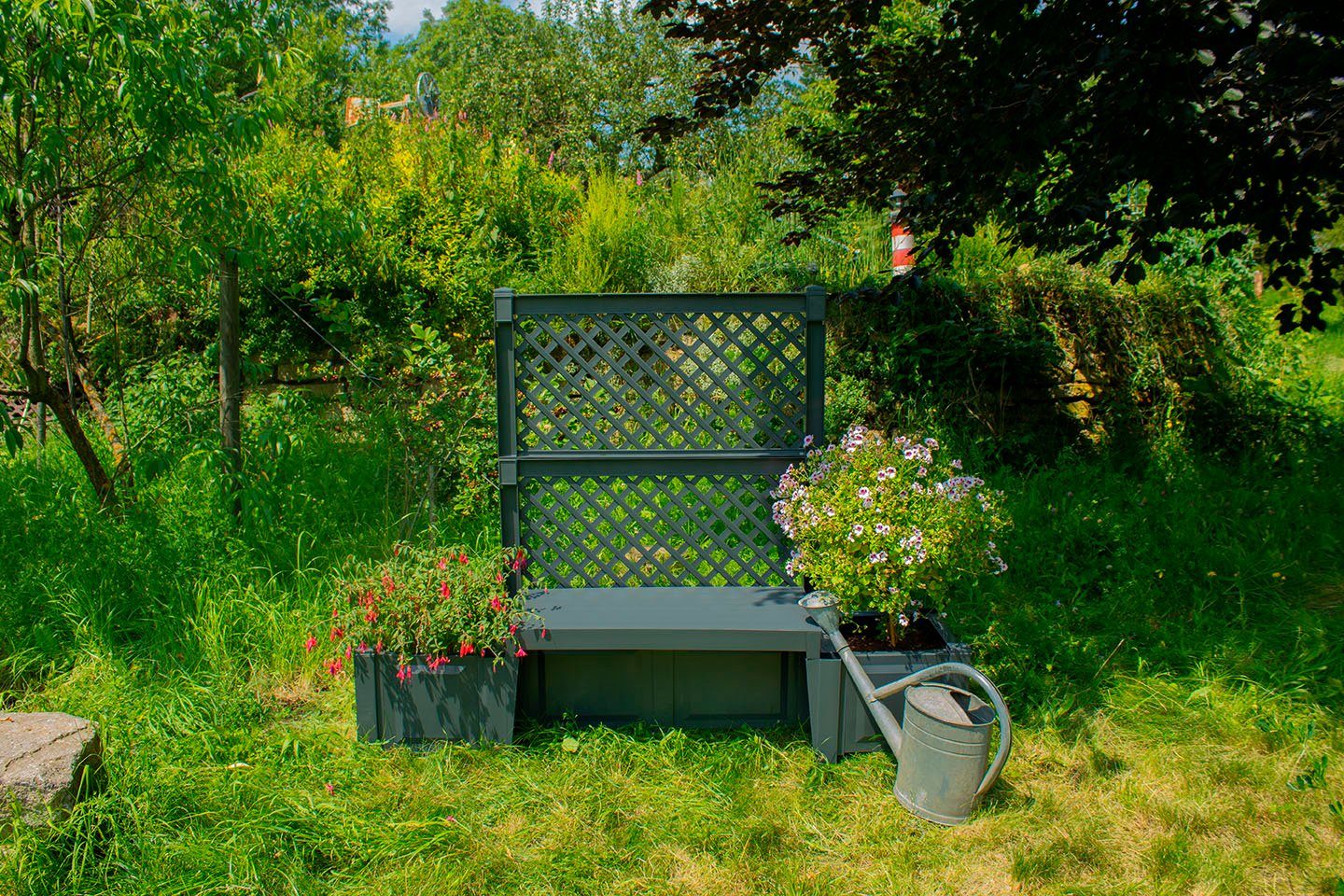 KHW Gartenbank Kopenhagen, mit Spalier und zwei Pflanzkästen, anthrazit