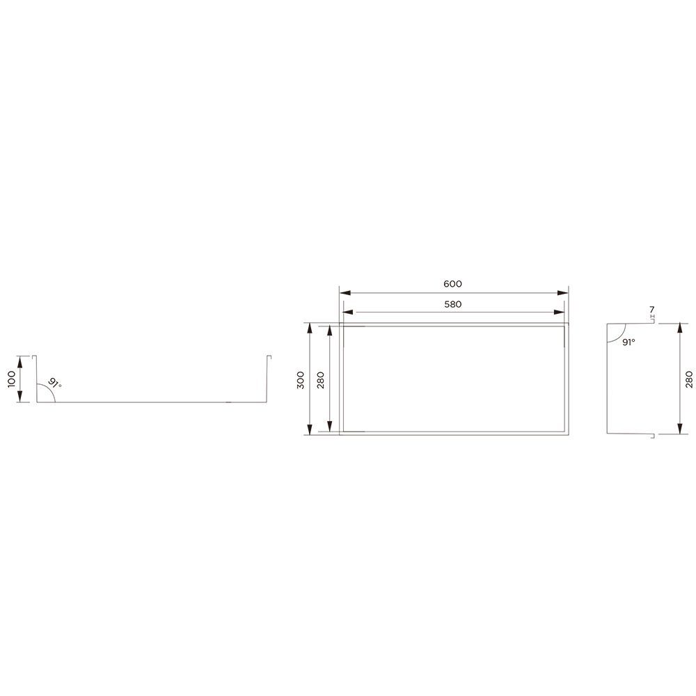 Aloni Regalaufsatz HEC60MB, (1-St), Aloni Wandnische Edelstahl schwarz matt rostfrei 300x600x100mm