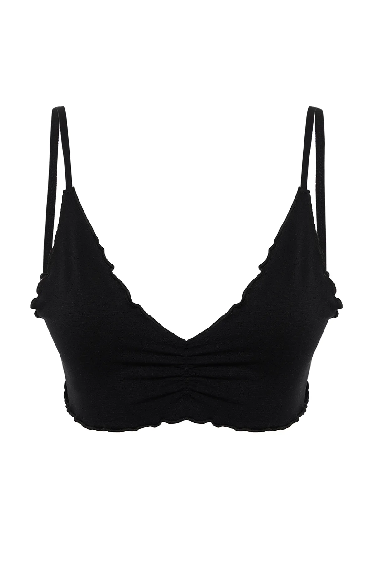 Trendyol Collection  Schwarzer nahtloser/nahtloser Strick-BH mit Seilträgern ohne Kappe, Bralette, THMAW24SU00033