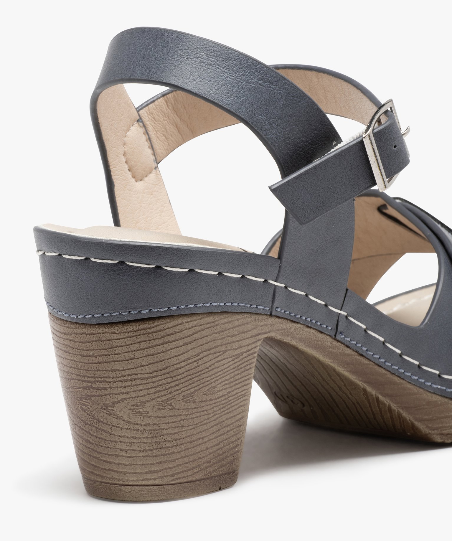 Sandales femme à talon imitation sabot et brides unies marron | GEMO
