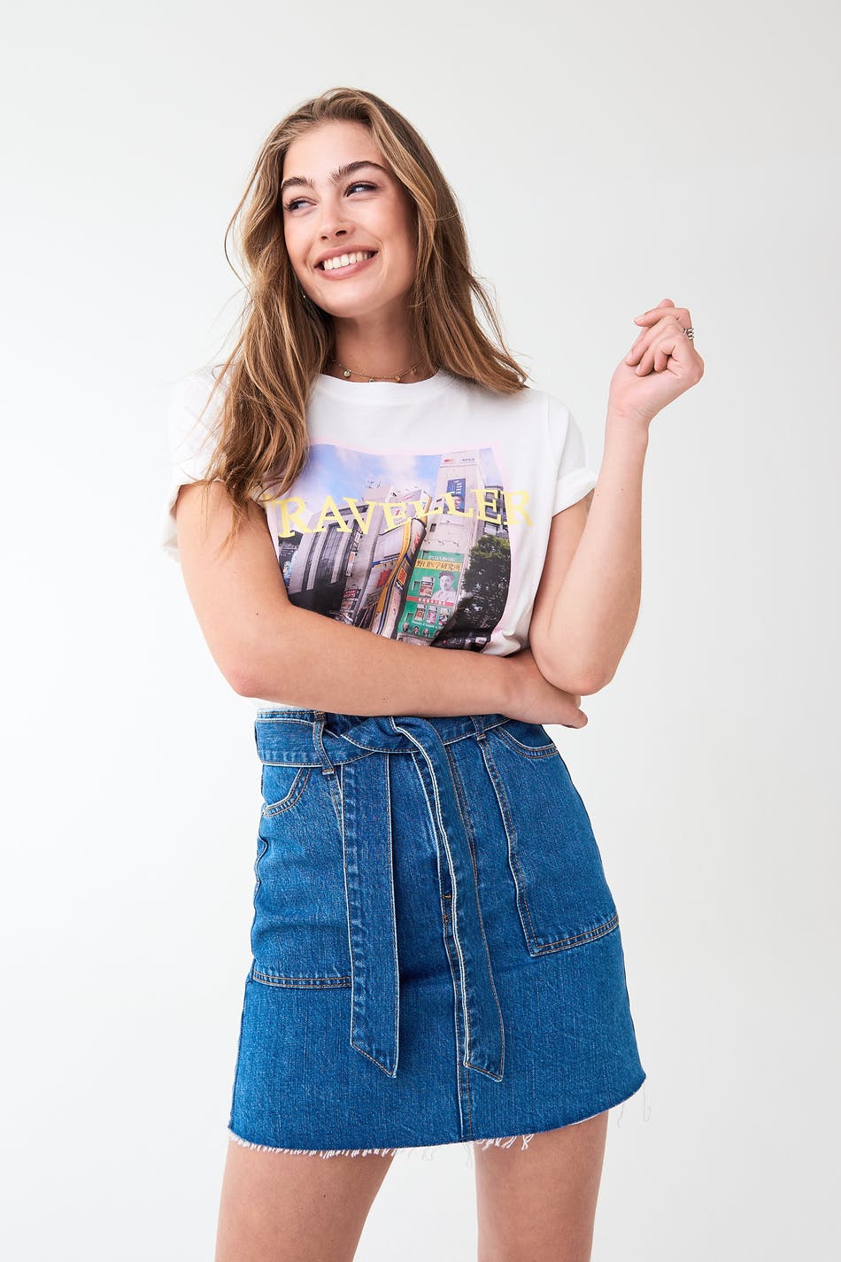 Utility denim skirt