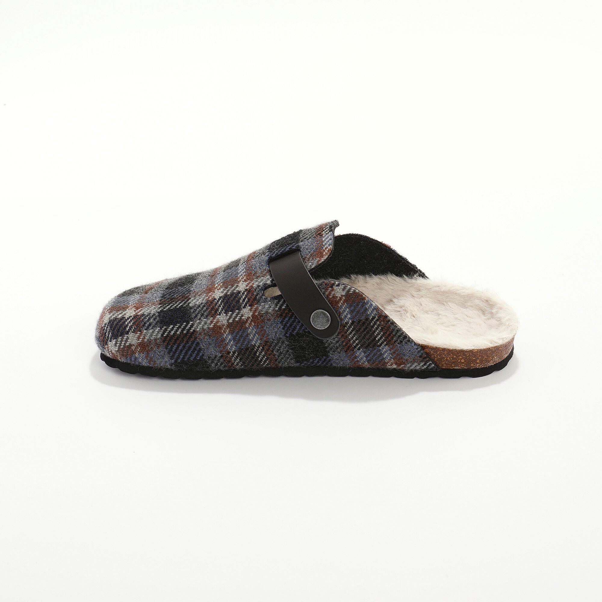 Mules sabot carreaux à boucle