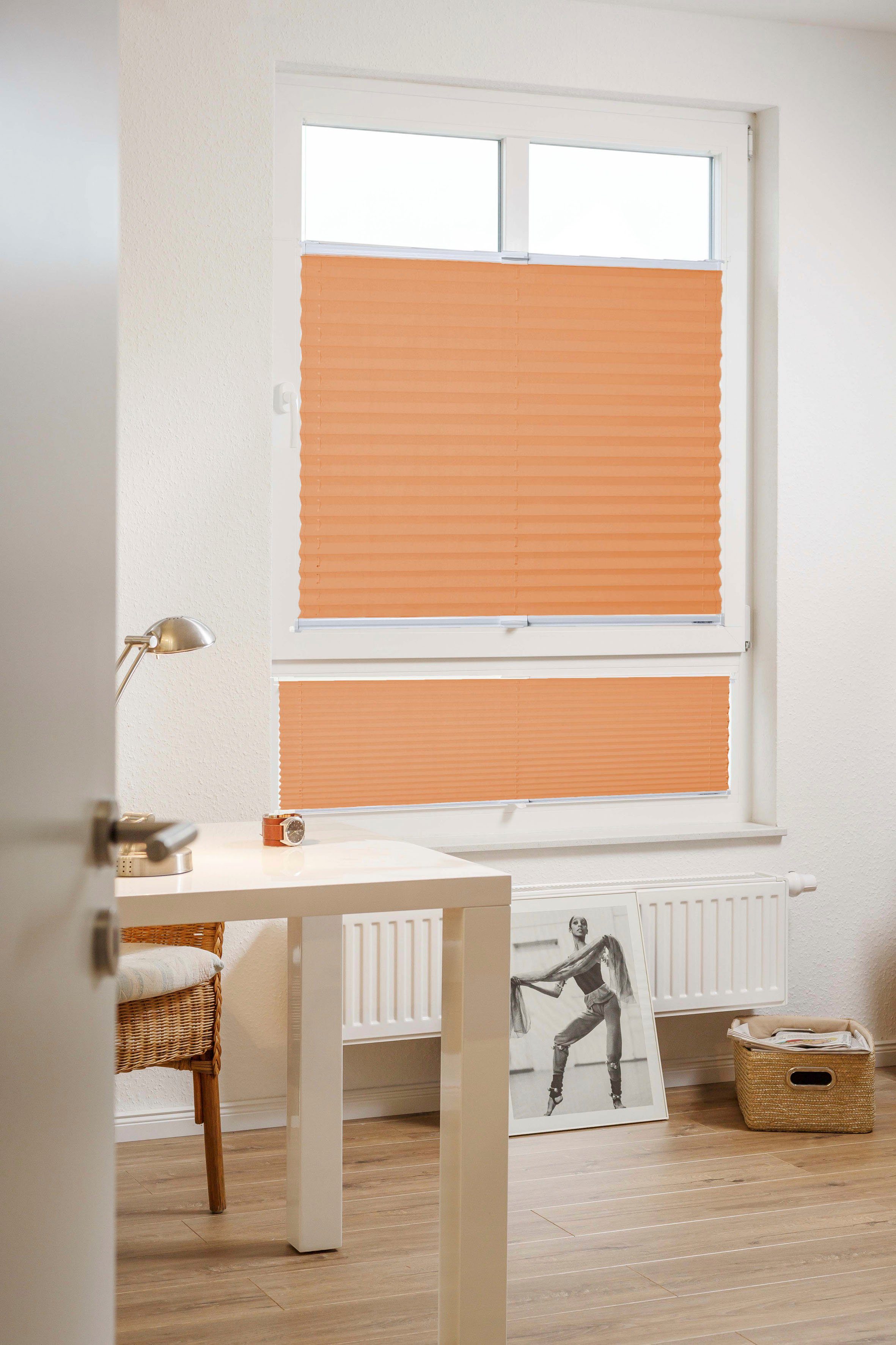 Klebe-Plissee One Size Style Plain, sunlines, blickdicht, ohne Bohren, verspannt, Haftfix, Höhe 100cm