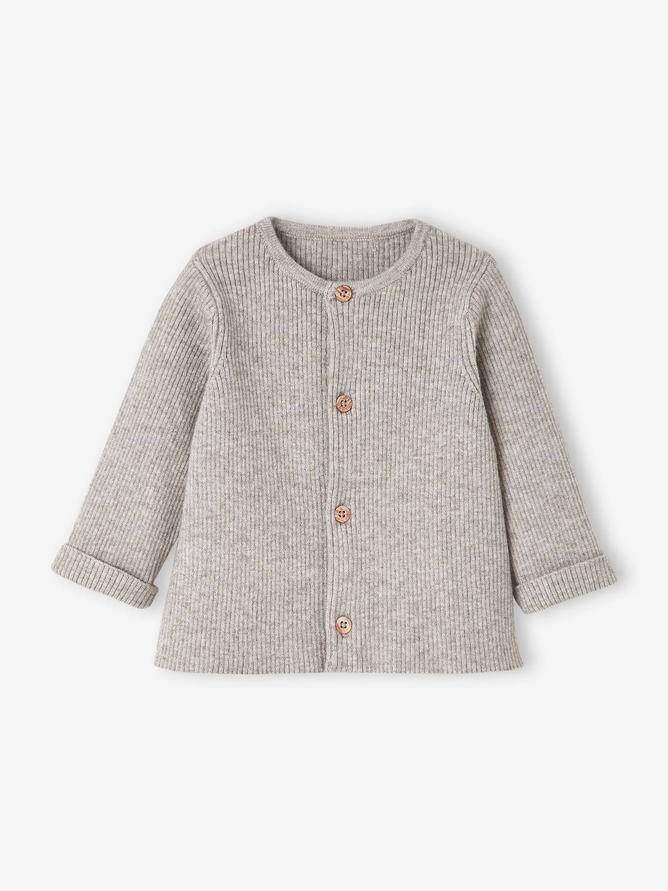 Ensemble mixte en tricot gilet et pantalon bébé blanc