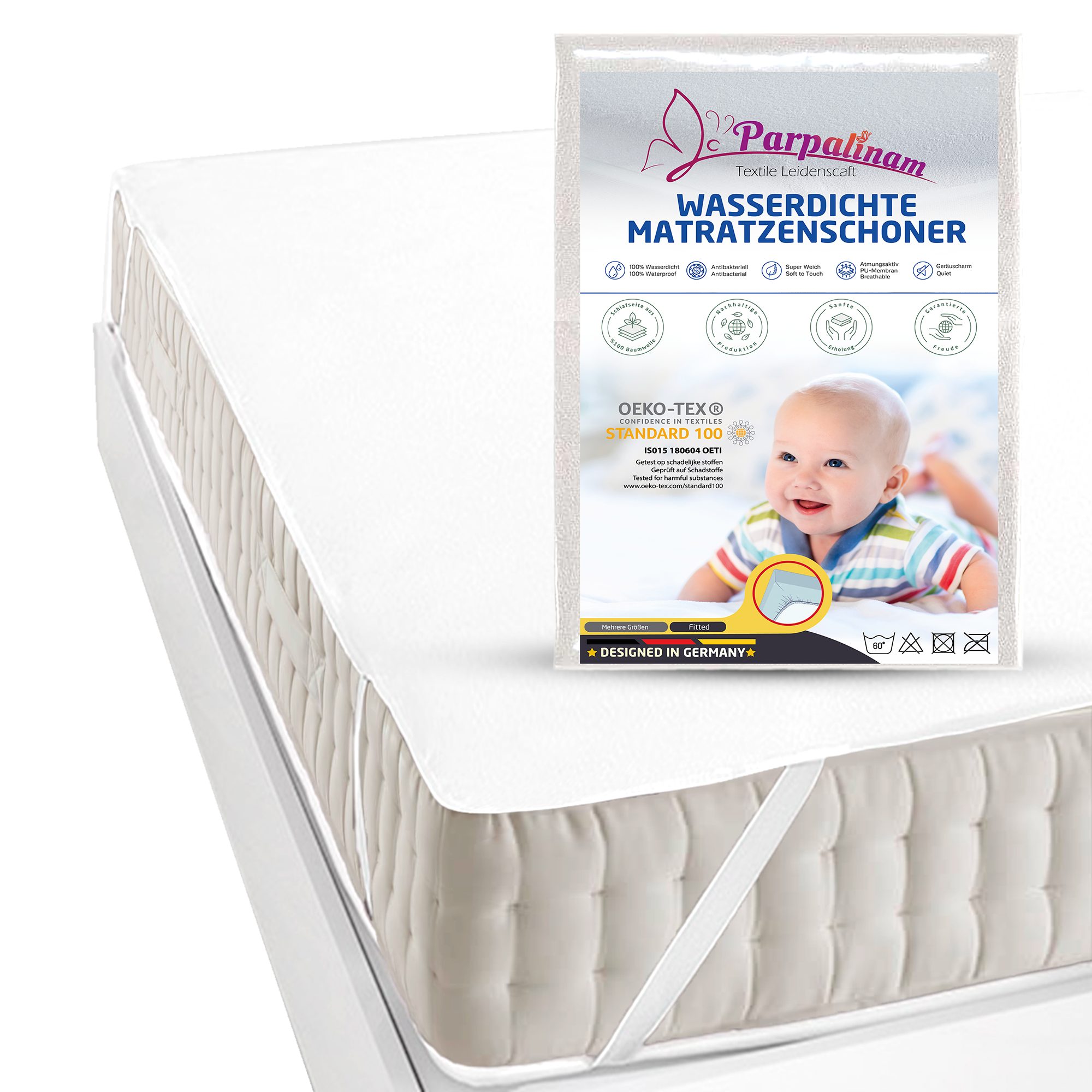 Matratzenschoner Wasserdicht 100% Baumwolle Inkontinenz Matratzenauflage Elastoria Parpalinam, 100% wasserfest, Atmungsaktiv, Hygienisch, Kein Knistern, Geräuschsarm