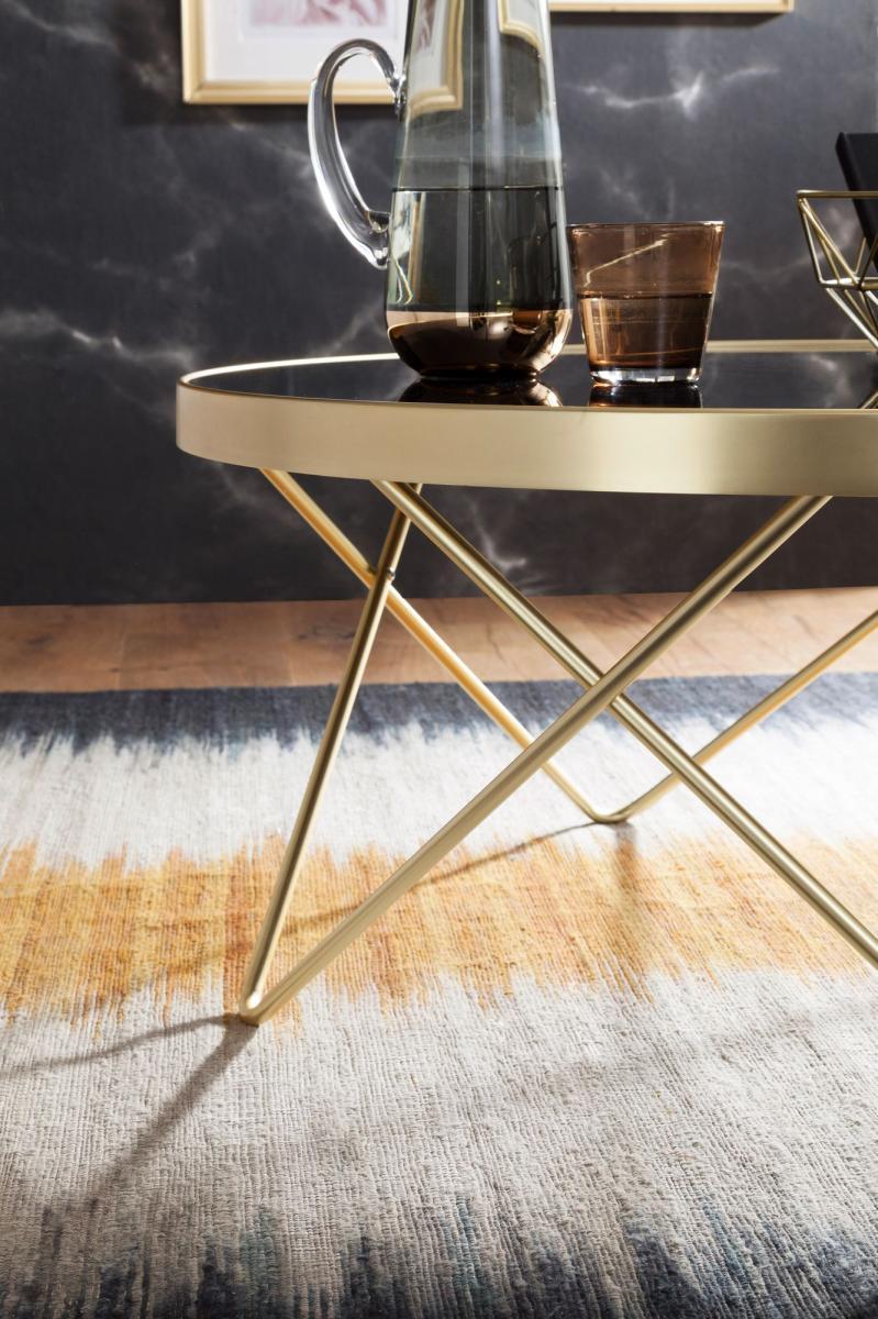 Wohnling Couchtisch DANA Ø 82 cm Schwarz / matt Gold