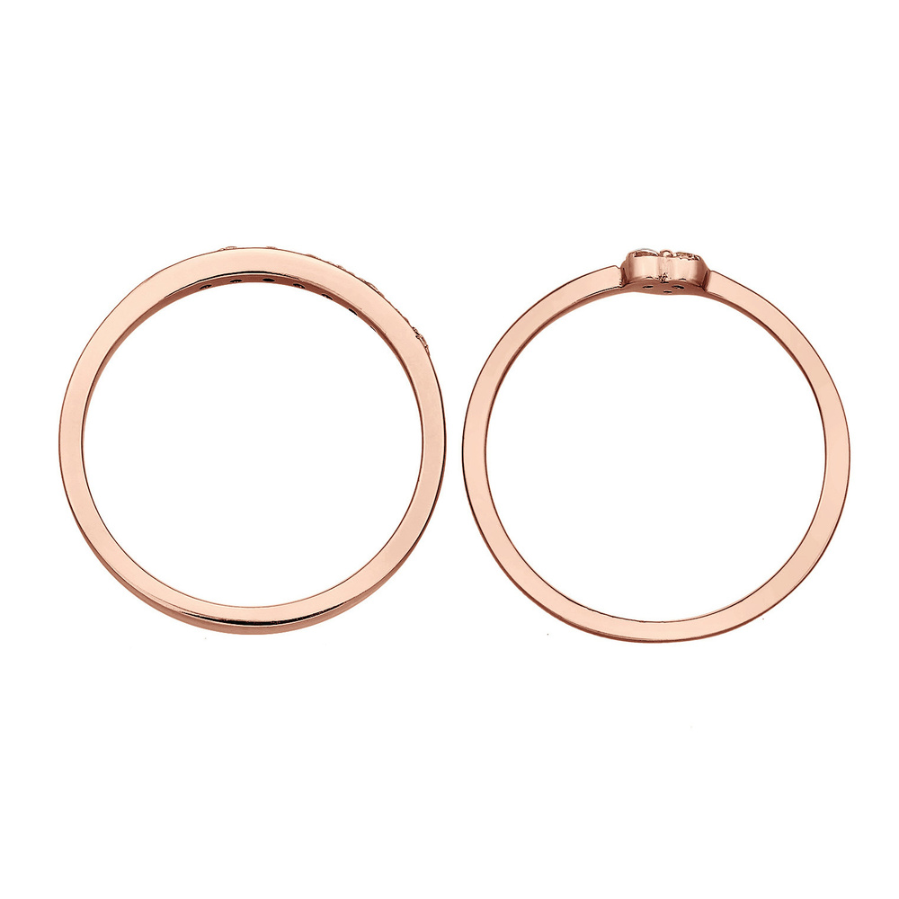 Elli Elli Bague Femmes Coeur Mémoire 2 pièces avec Cristaux de Zirconium en Argent Ste Bague