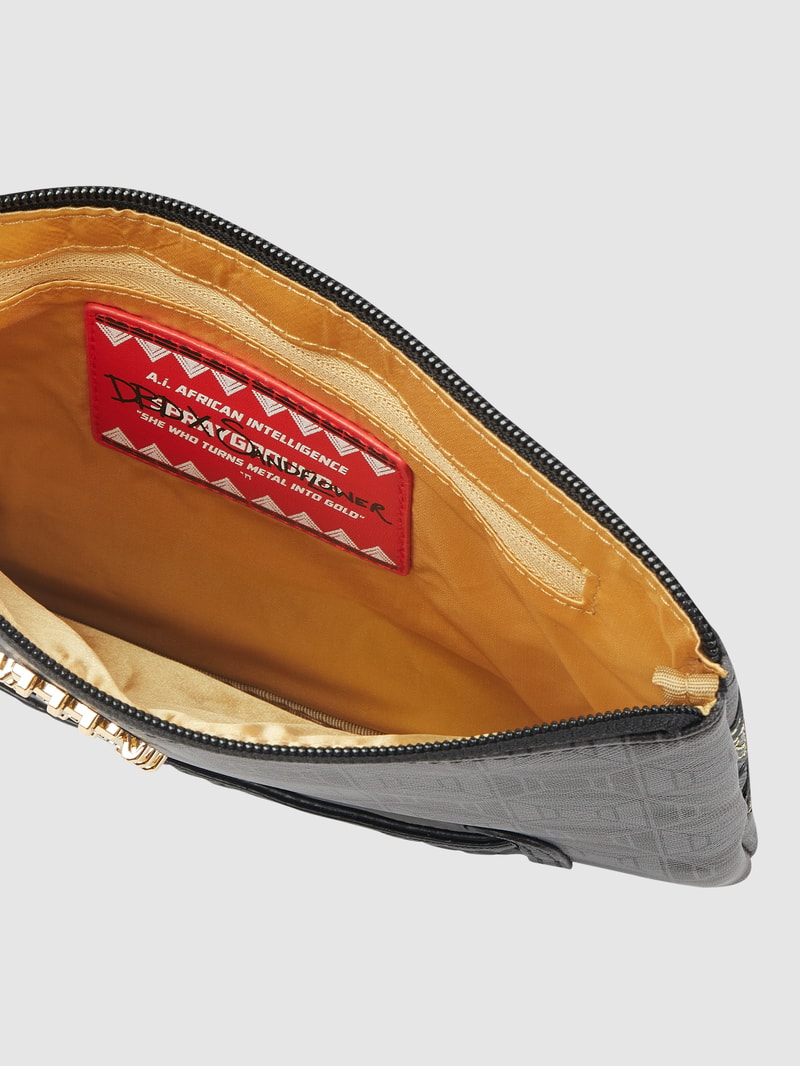 Reißverschlusstasche mit Kontrastbesatz in schwarz