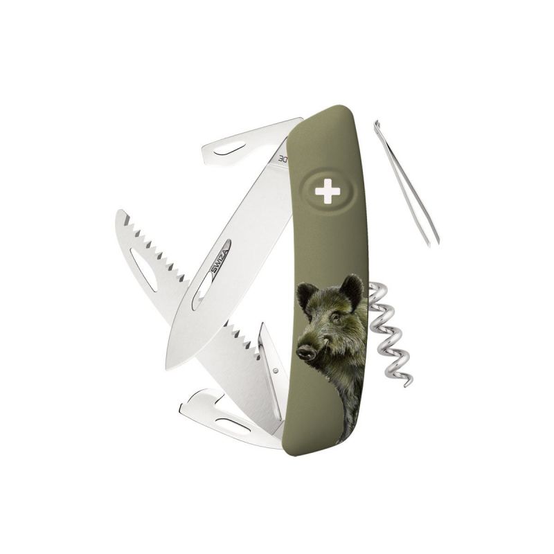 Swiza D05 Hunting Wild Boar Olive, Schweizer Taschenmesser made in Swiss