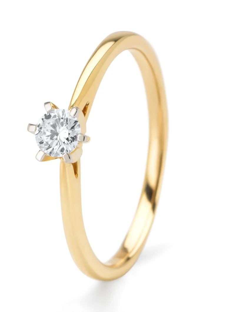 Diamond Point Gold ring, 0.20 ct diamond, Starlight