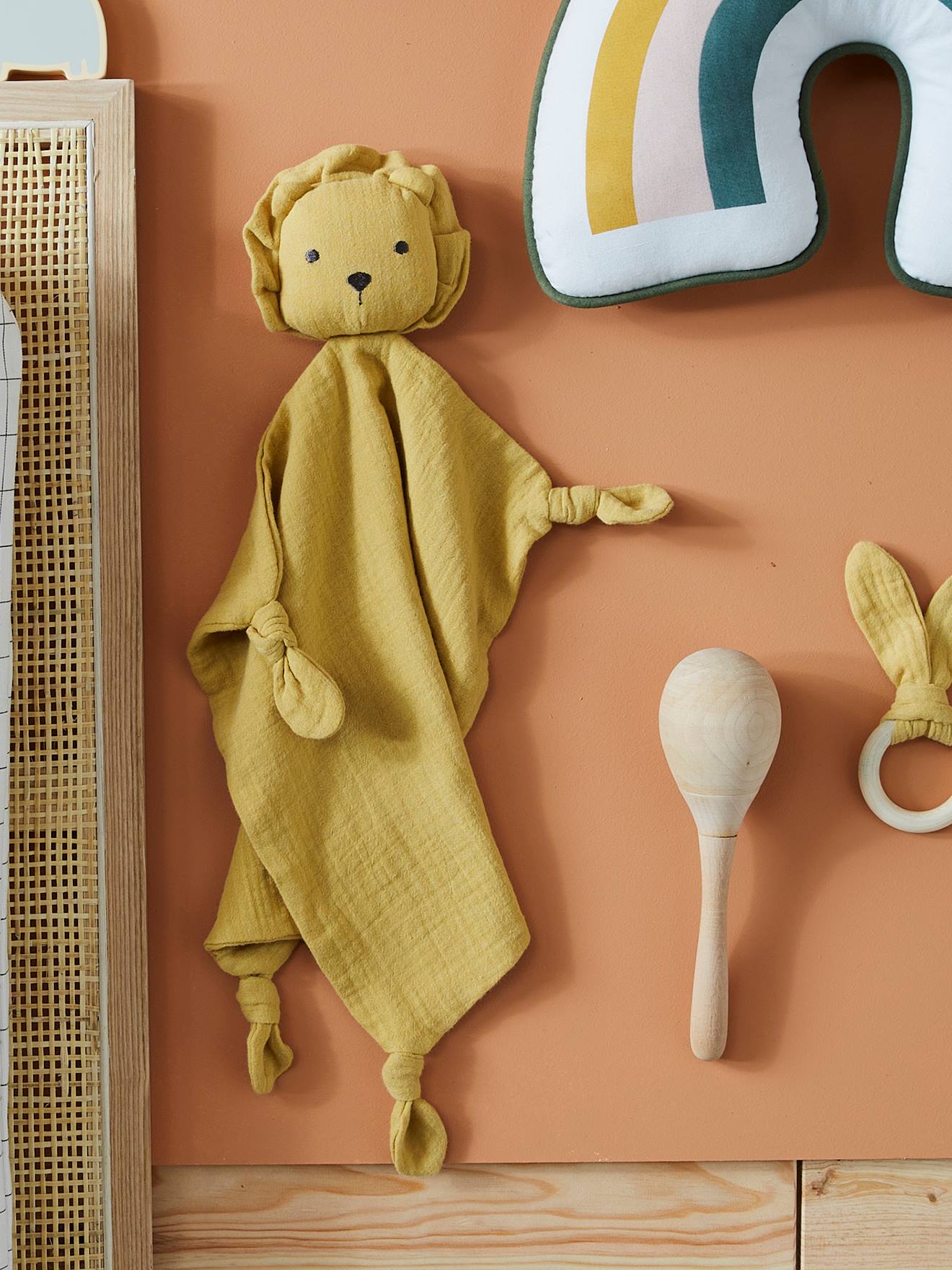 Vertbaudet Baby Geschenk-Set: Schmusetuch & Greifling im Geschenkbeutel - rosa