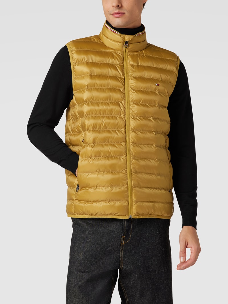 Steppweste mit Logo-Stitching Modell 'PACKABLE CURCULAR VEST' in dunkelgelb