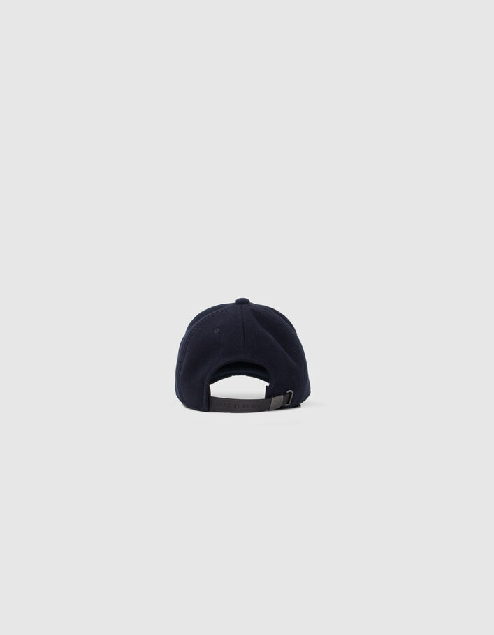 Casquette marine feutrée broderie typo jaune Homme