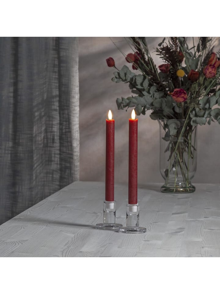 STAR Trading Kerzen-Set Flamme, 2 Stück, Wachs, Dunkelrot, Antik-Design, LED, Timer günstig kaufen onesize