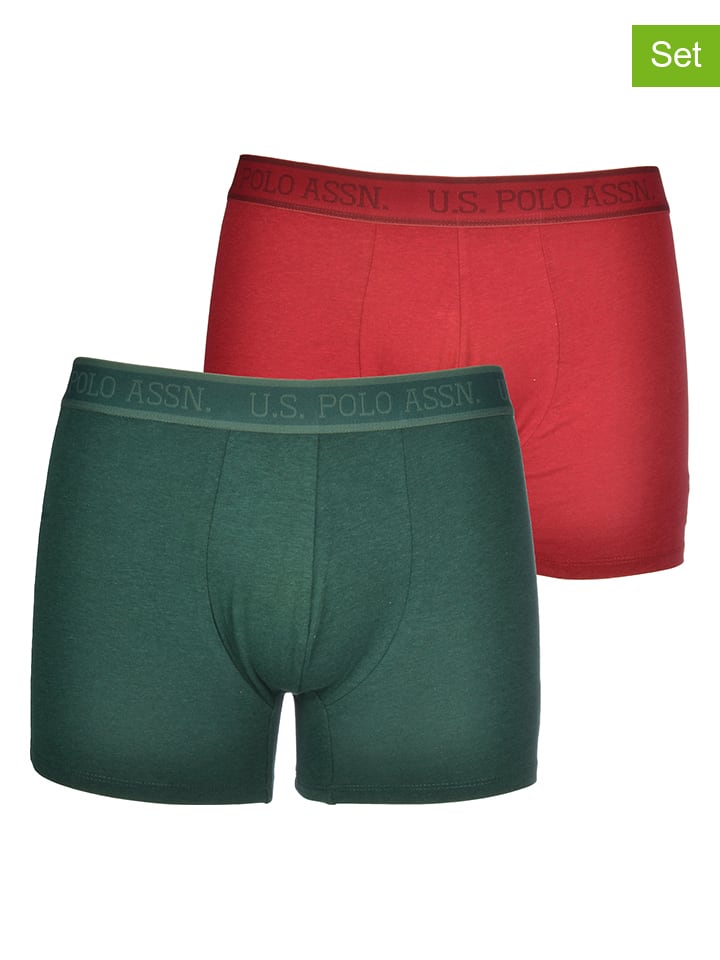 U.S. Polo Assn. 2er-Set: Boxershorts in Rot/ Grün günstig kaufen