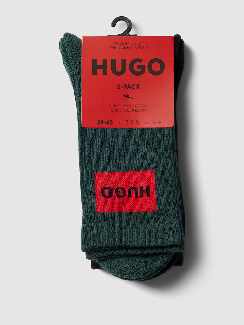 Socken mit Label-Stitching im 2er Pack in dunkelgrün