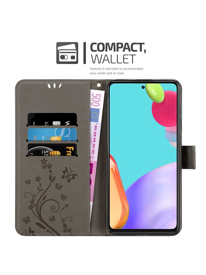 cadorabo Hülle für Samsung Galaxy A52 (4G/ 5G)/A52s in FLORAL GRAU günstig kaufen onesize