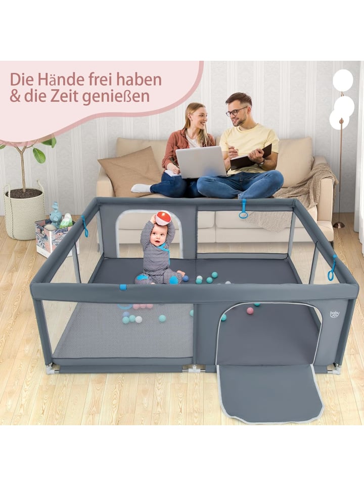 COSTWAY Laufgitter 200 x 180cm in Schwarz günstig kaufen onesize