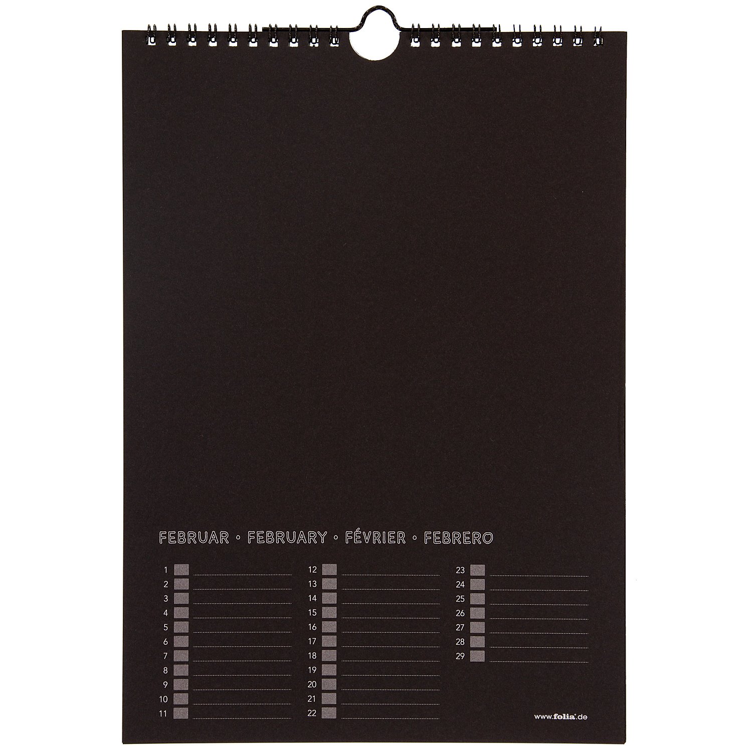 folia Dauerkalender, schwarz, 21 x 29,7 cm, 5 Stück