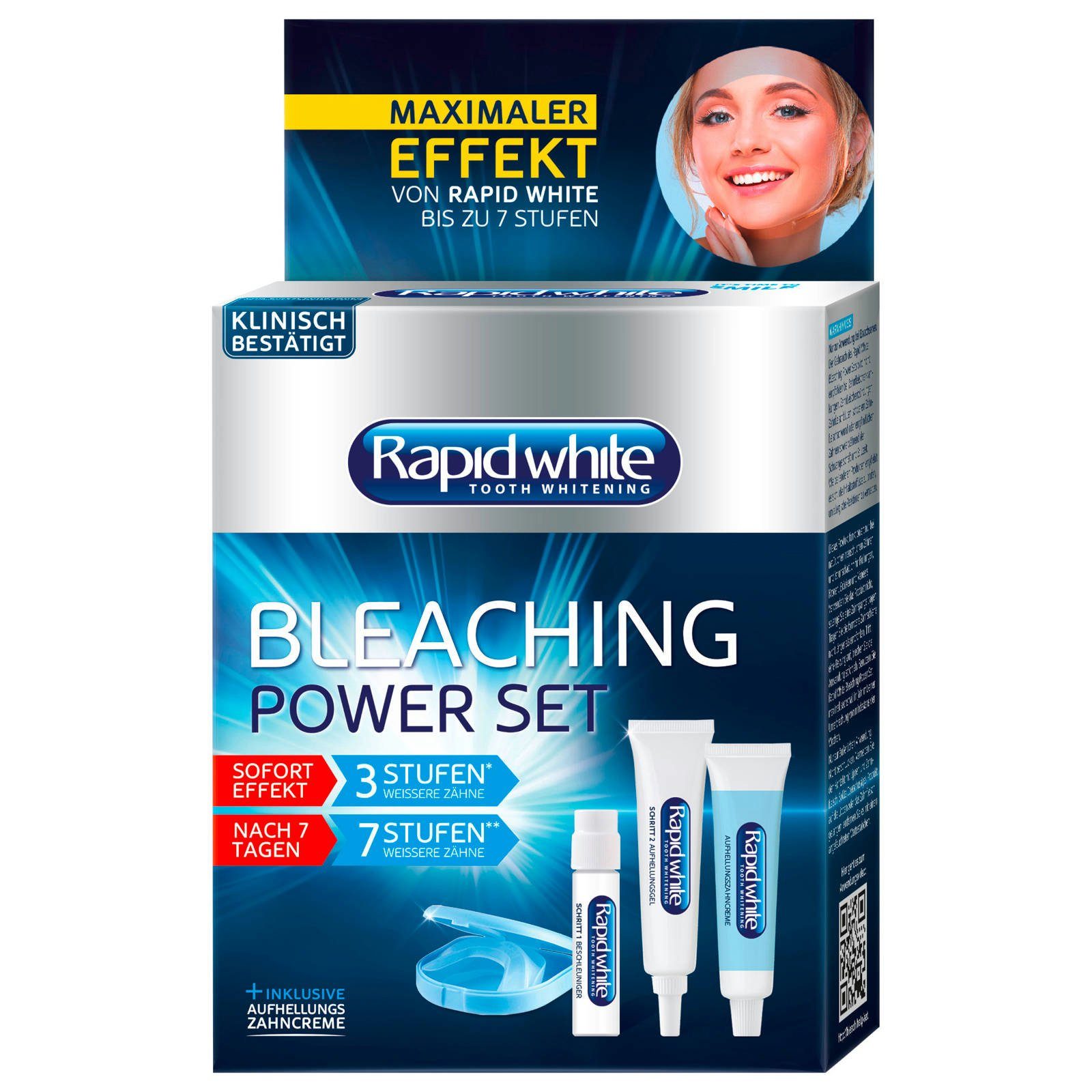 Rapid white Zahnbleaching-Kit Zahnaufhellung Bleaching Power Set Zahnweiß teeth Whitening 2er Pack