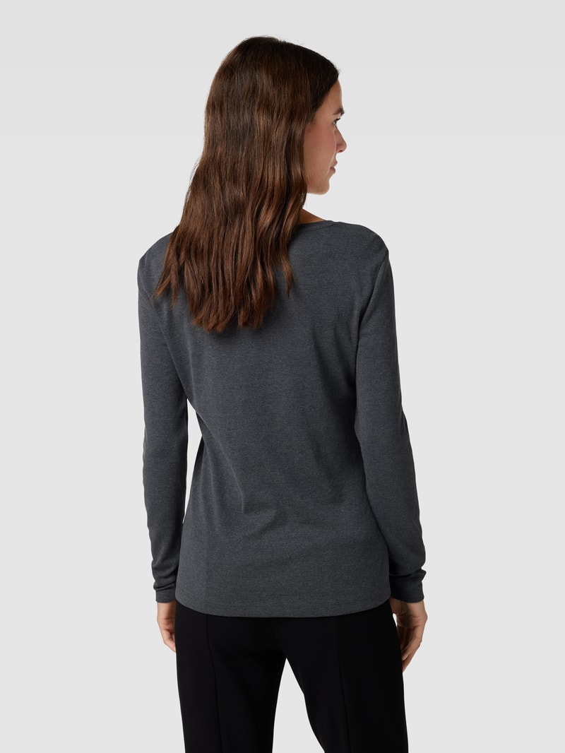 Longsleeve mit V-Ausschnitt in anthrazit meliert