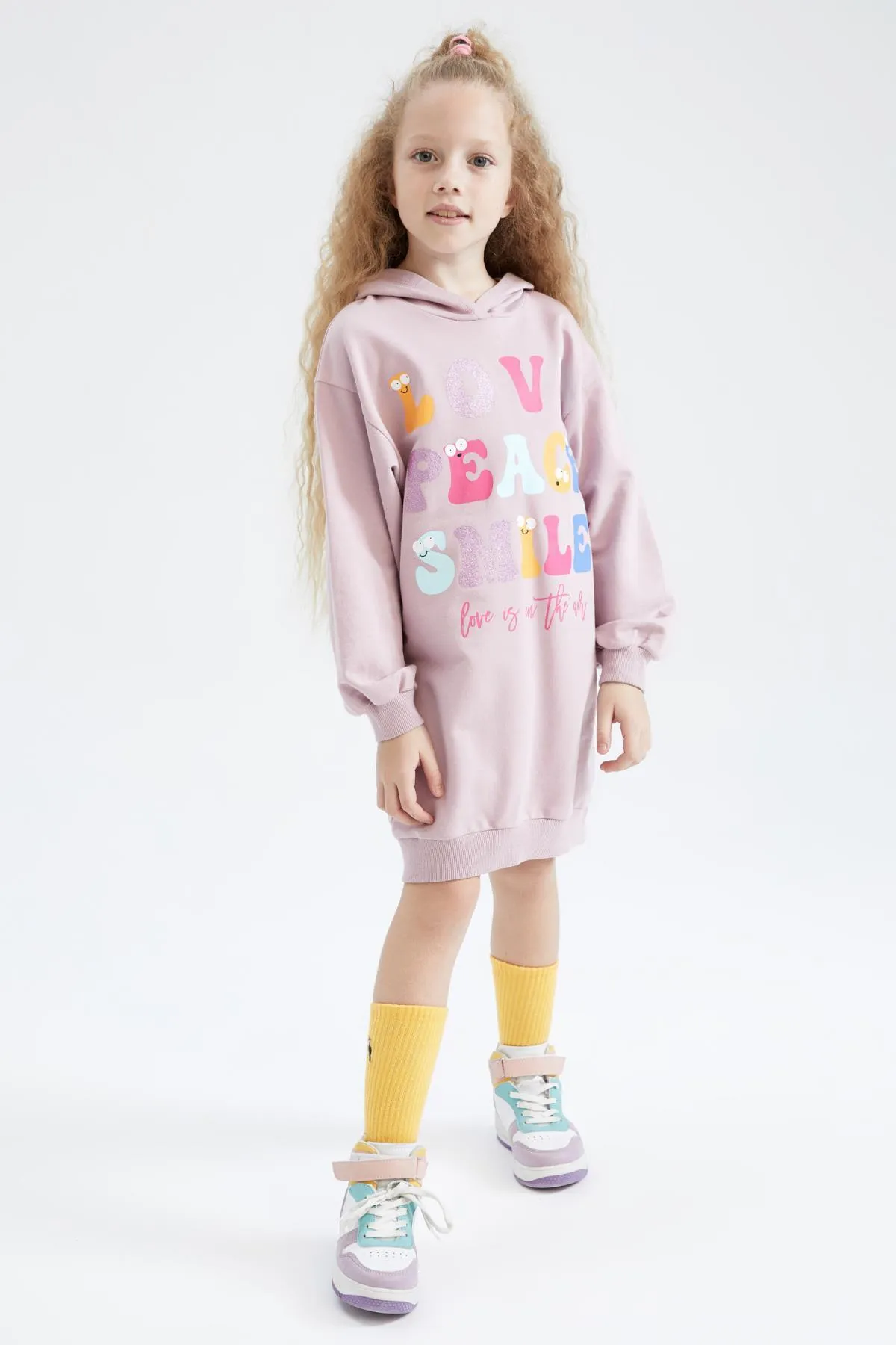 DeFacto  Bedrucktes Sweatshirt-Kleid mit Kapuze für Mädchen
