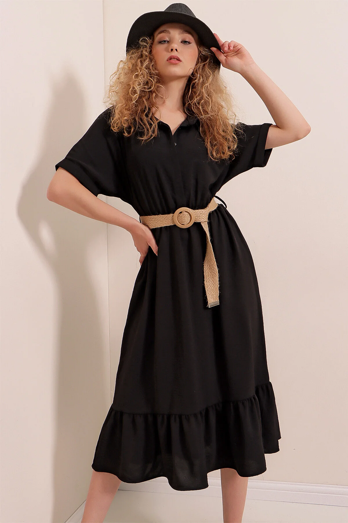 Bigdart  2292 Kleid mit Gürtel – Schwarz