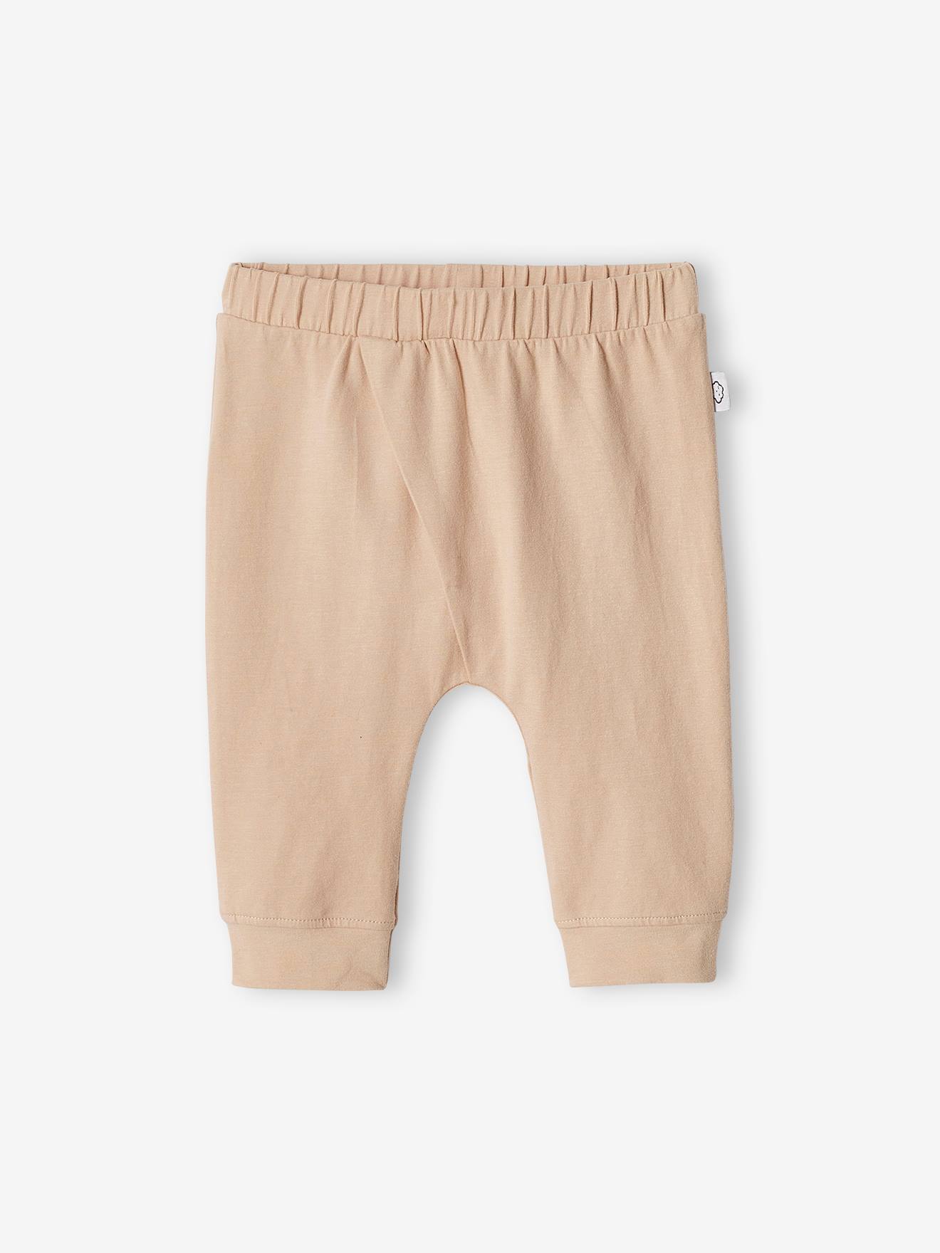 Pantalon naissance en maille souple BASICS blanc imprimer fleuris