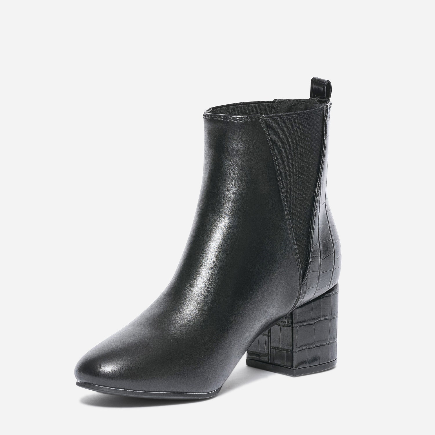 Chelsea boots noir avec embossage croco