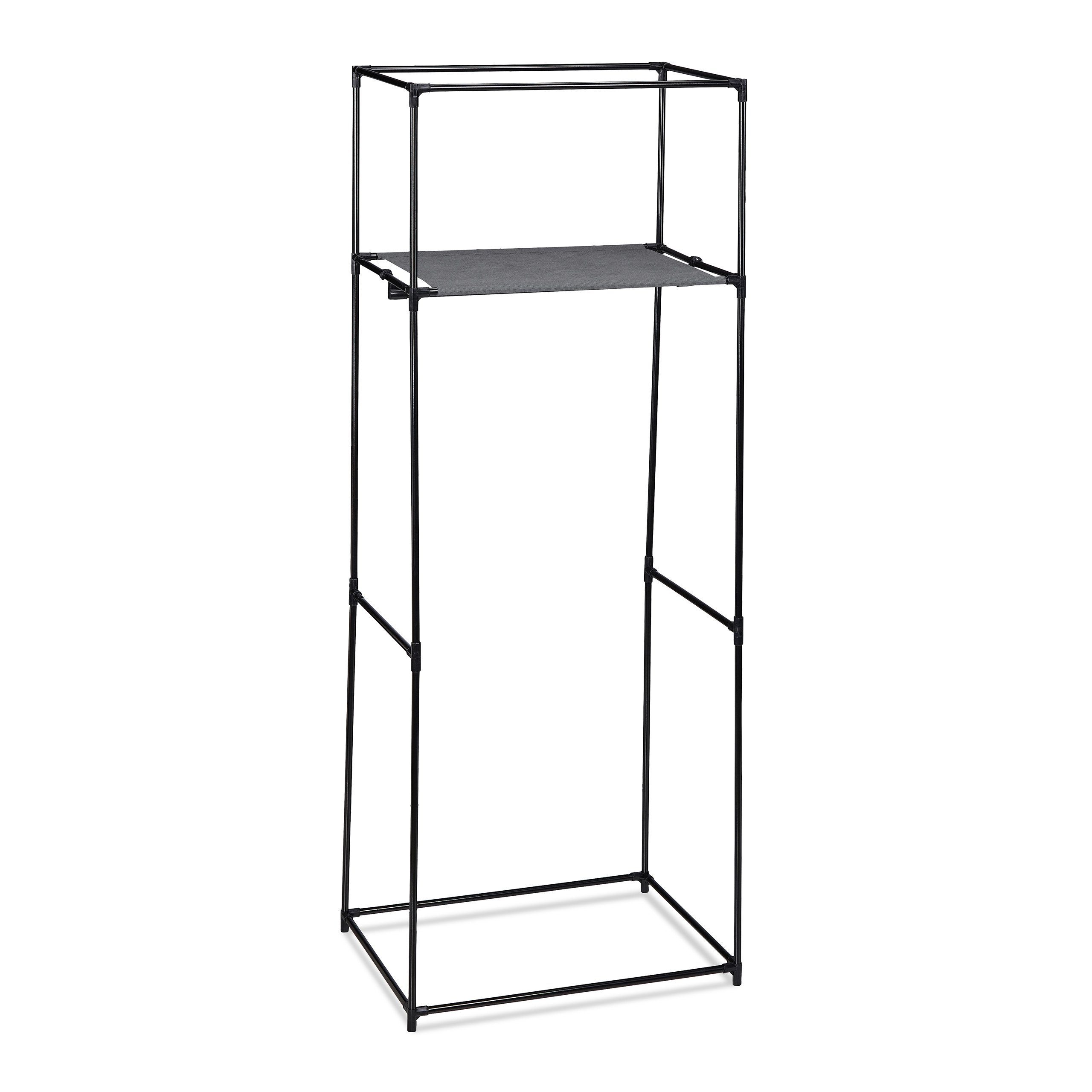relaxdays Stoffschrank Stoffschrank mit Kleiderstange Anthrazit