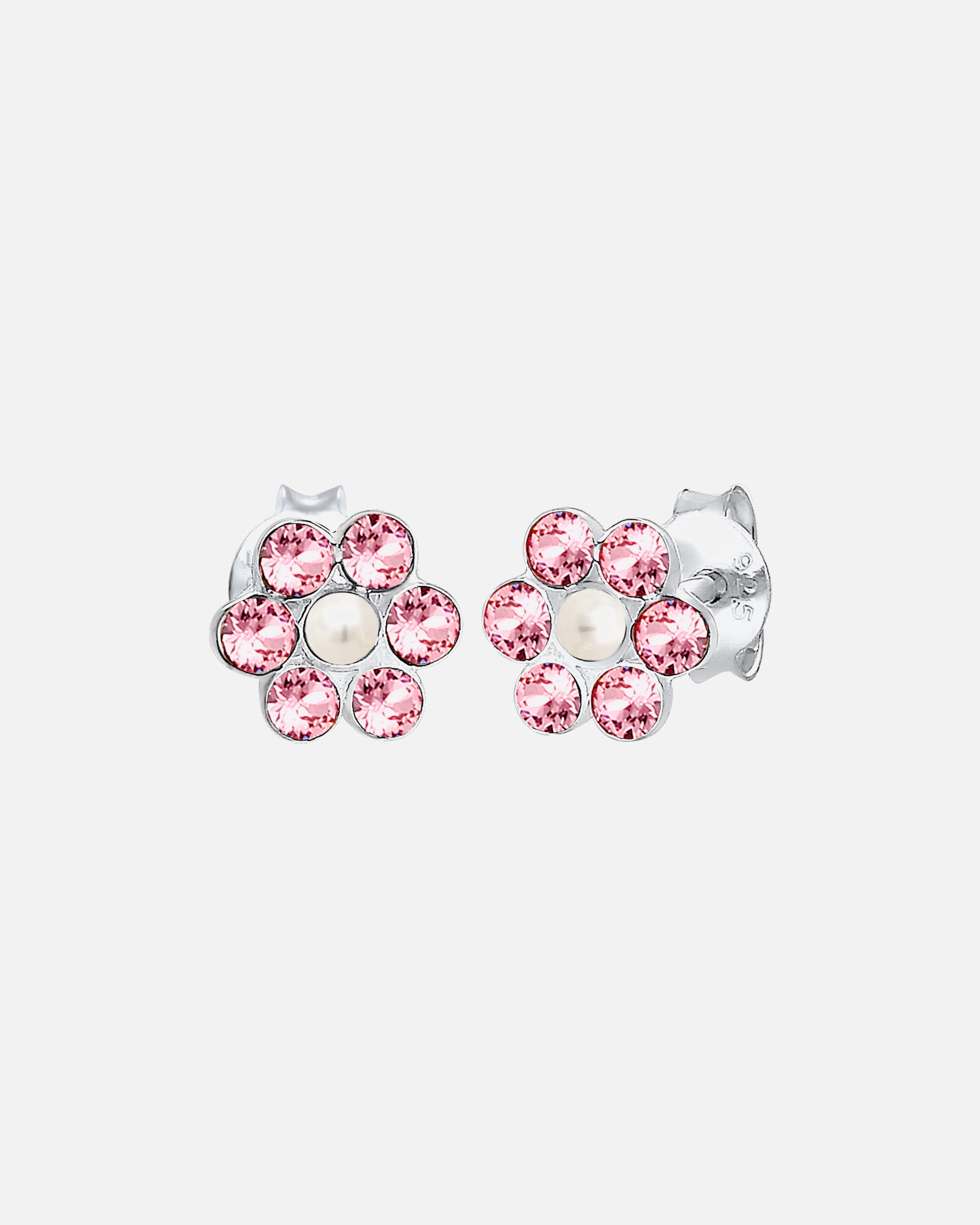 Elli Niñas Flor Floral Cristal Plata 925