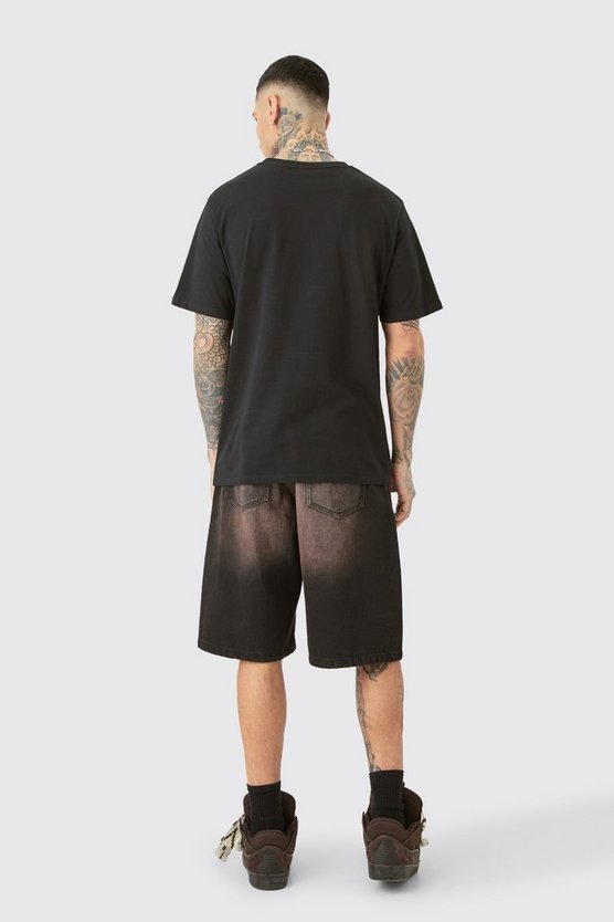 Tall schwarzes T-Shirt mit Members Club Worldwide Print